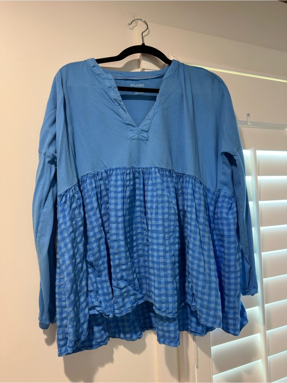 Pilcro Two-Tone Blue Peplum Tunic